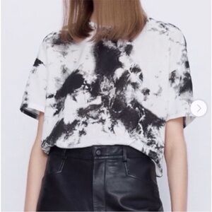 ZARA Woman Multicolor tie-dye T-SHIRT Round Neck Cropped Size S